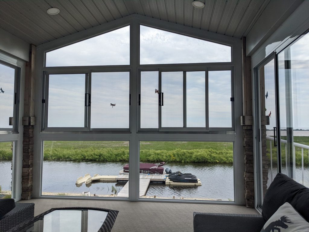 Overlooking the dock, Cozy cottage view, away from the bugs and wind