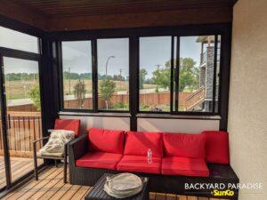 Black Curtain wall sunroom, St Adolphe , Manitoba 1