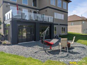 Black curtain wall, walk out basement sunroom enclosure , East st Paul , Manitoba 2