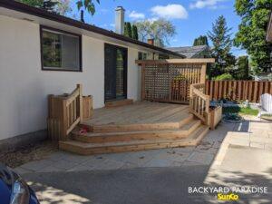 Cedar deck with privacy wall ,Crestview , Winnipeg , Manitoba 1