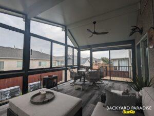 Elevated Black offset Gable sunroom in Island Lakes ,Winnipeg ,Manitoba 5