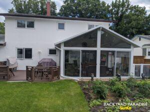 Large White Gable sunroom at grade Westwood, Winnipeg , Manitoba 2