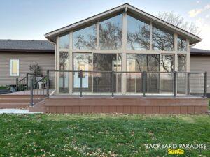 Sandalwood Gable sunroom with Composite deck , Notre Dame de Lourdes , Manitoba 2