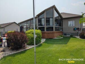 Sandalwood and black gable sunroom with studio connected, Oakbank, Manitoba 5