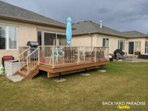Treated lumber deck and aluminum railings , River Park South , Winnipeg , Manitoba 2
