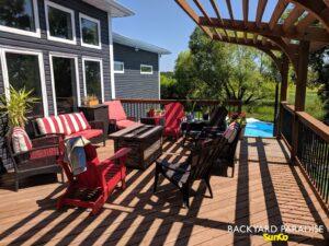 Treated lumber deck and railings with pergola , Argile , Manitoba 1