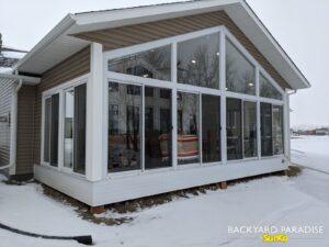 White curtain wall sunroom, Altona , Manitoba 2