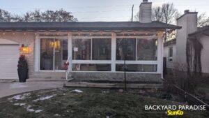 White curtain wall sunroom, load bearing ,River East, Winnipeg , Manitoba 1