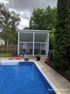 White free standing pool house ,Westwood , Winnipeg , Manitoba1