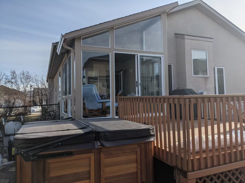 Sandalwood and white studio sunroom by SunCo in Linden Woods, Winnipeg