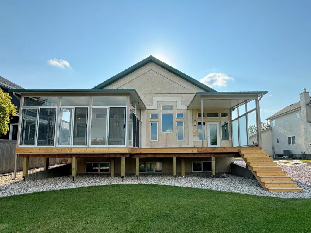 studio sunroom and fixed awning by SunCo in Island Lakes, Manitoba
