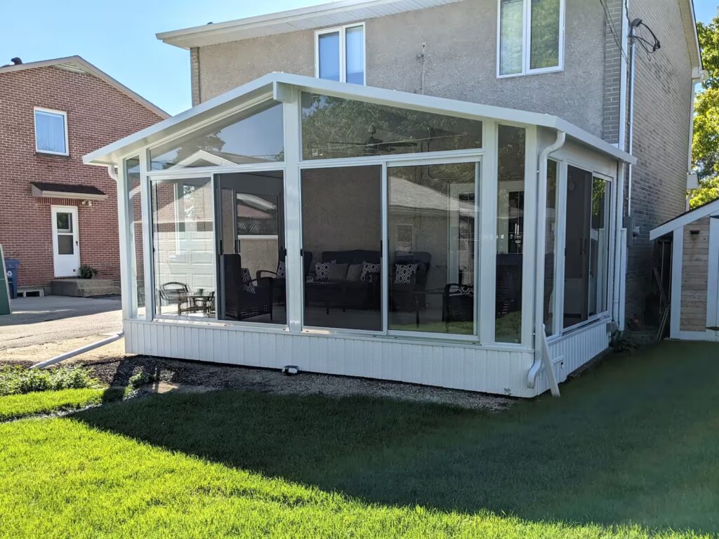 white gable sunroom by SunCo in Silver Heights, Winnipeg