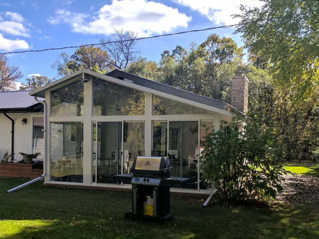 white gable sunroom by SunCo in St. Francis Xavier, Manitoba