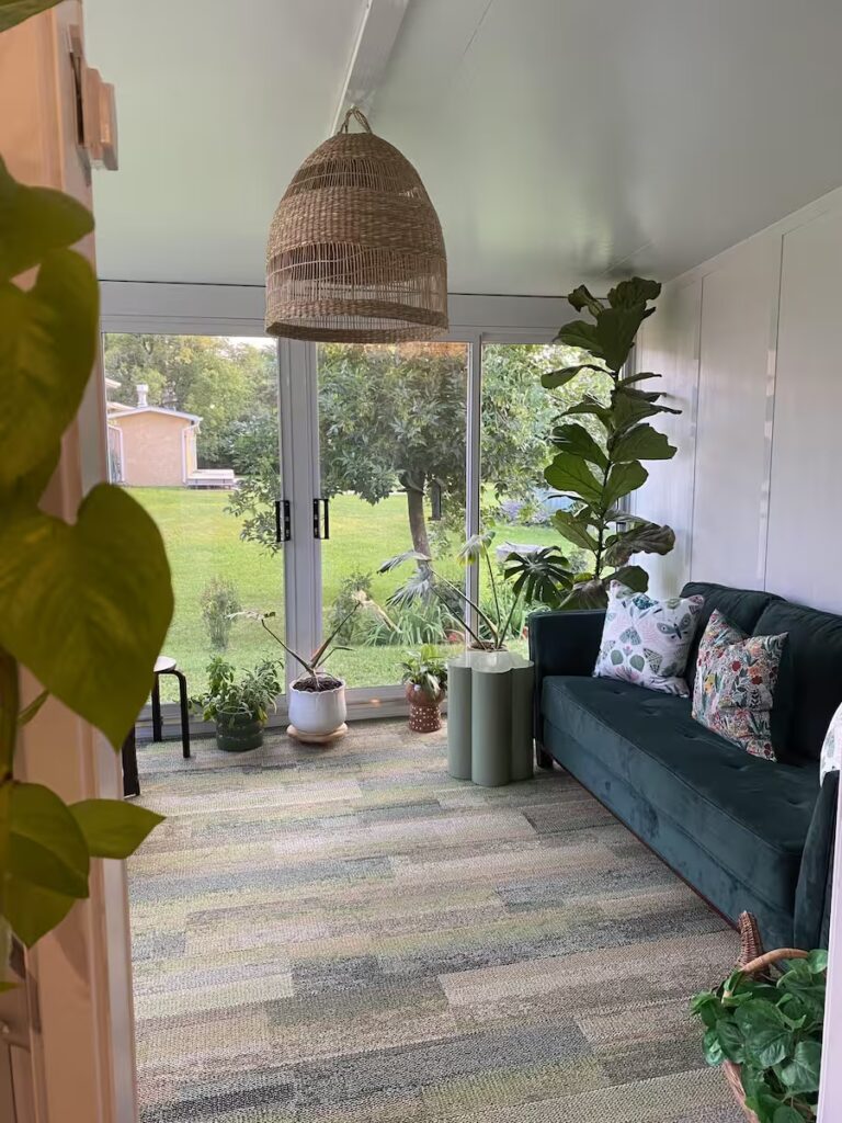 white sunroom by SunCo interior view in St. Malo, Manitoba